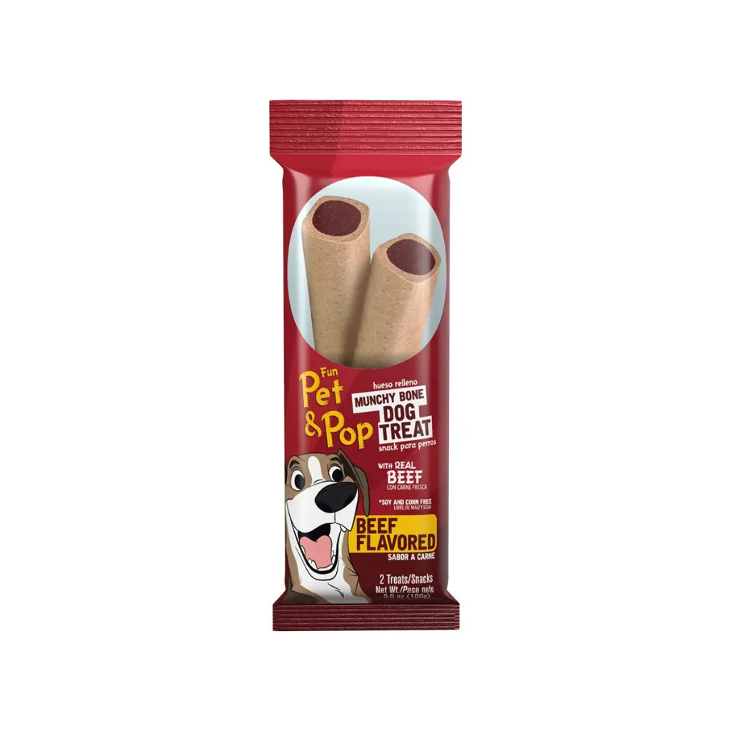 [MON-MBB-160] Hueso Relleno MonAmi Munchy Bone - Fun Pet & Pop Sabor Carne Vacuna Bolsa 160 g 2 unidades